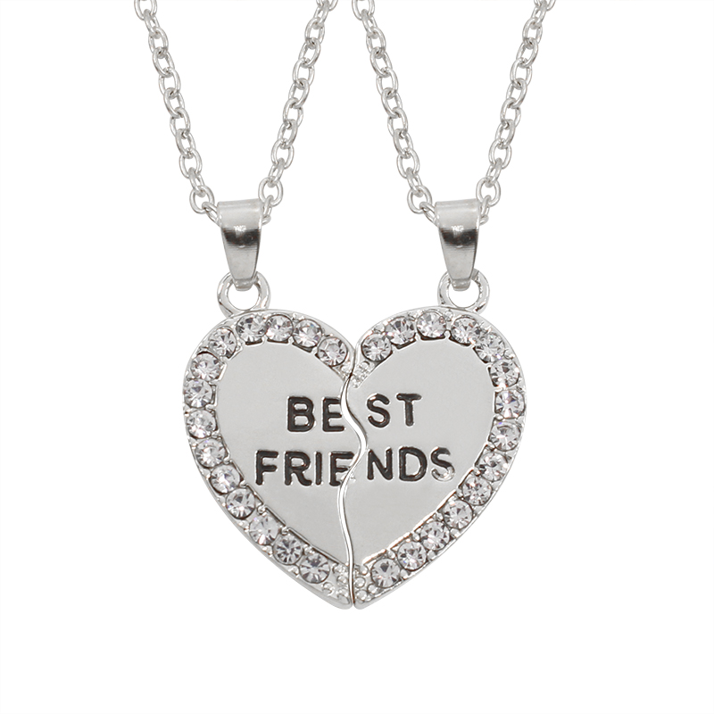 2 Piece Set Fashion Best Friend Couple Pendant Necklace Broken