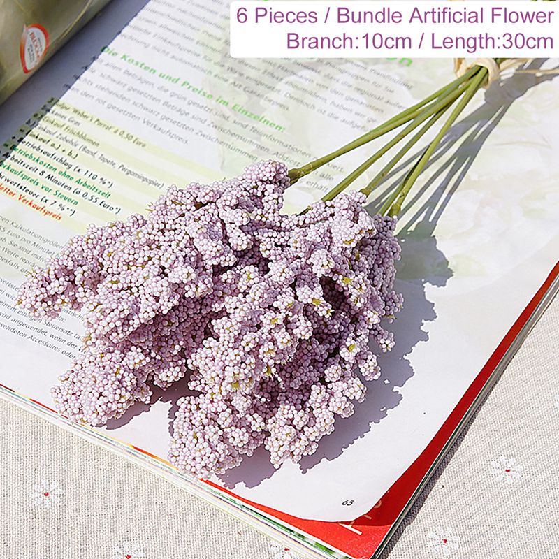 6 Pcs Artificial Baby Breath Flowers Foam Berry Spike Mini Fake Vanilla  Flower Faux Bouquet for DIY Wedding Party Indoor Outside Hanging Home  Decoration (Purple) 