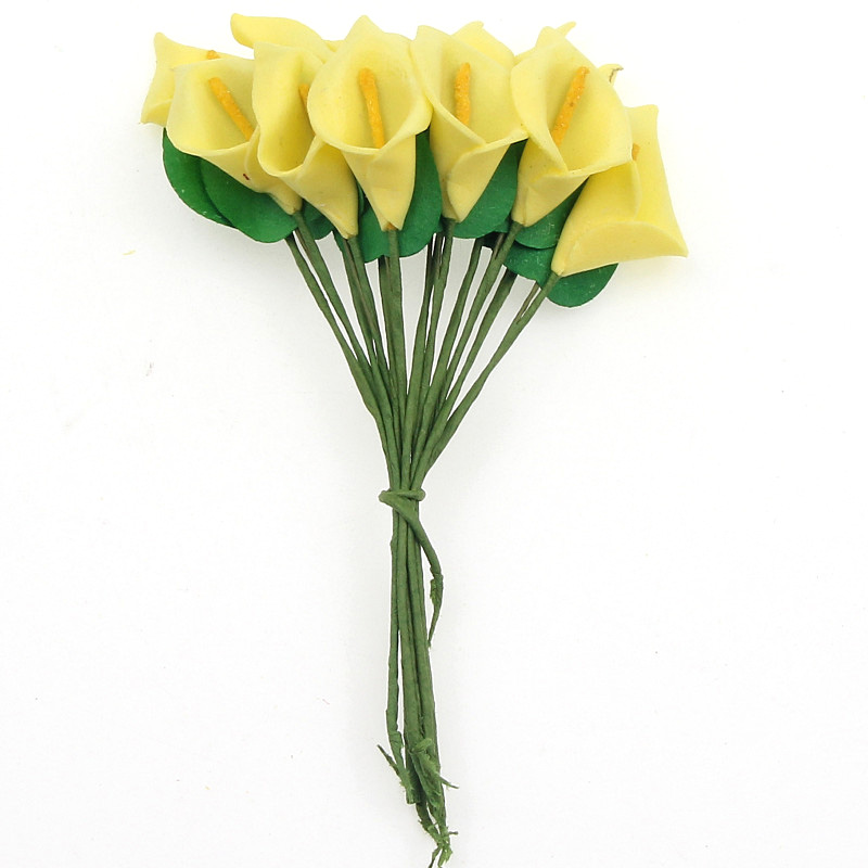 12-120pcs Mini Foam Calla Artificial Flower Bouquet DIY Scrapbooking Decor Bulk 
