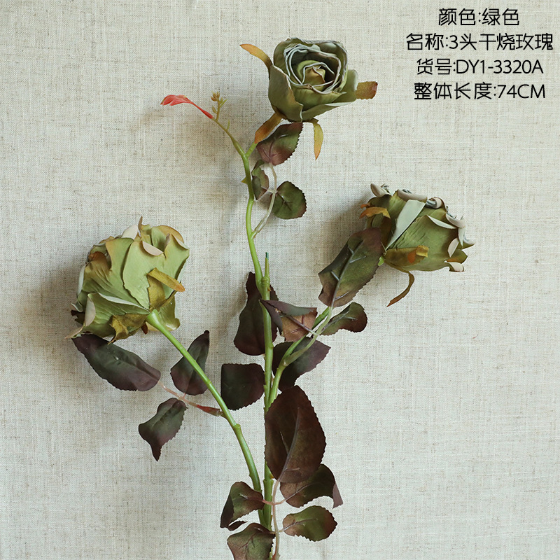 Dried roses branch wrinkled artificial flowers for home table decor