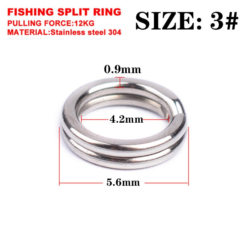 Stainless Steel Fishing Split Ring Bait Swivel Connector 100pcs Heavy Duty 