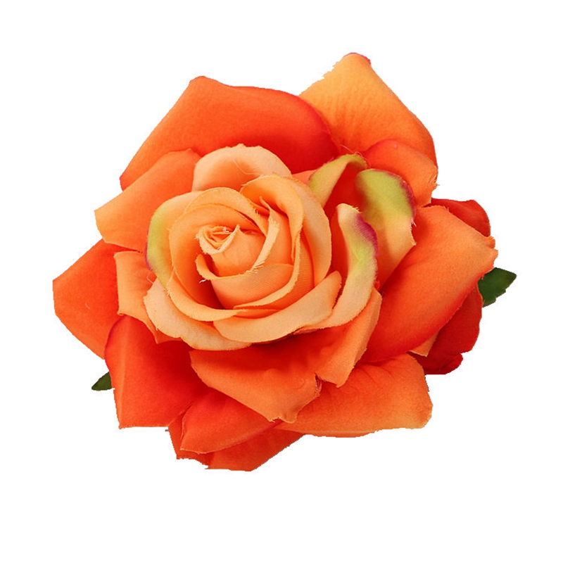 6 Head Orange Rose Artificial Flowers Silk High Quality for Wedding