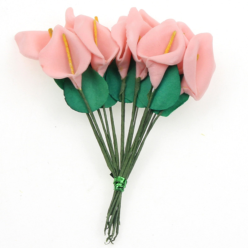 12-120pcs Mini Foam Calla Artificial Flower Bouquet DIY Scrapbooking Decor Bulk 