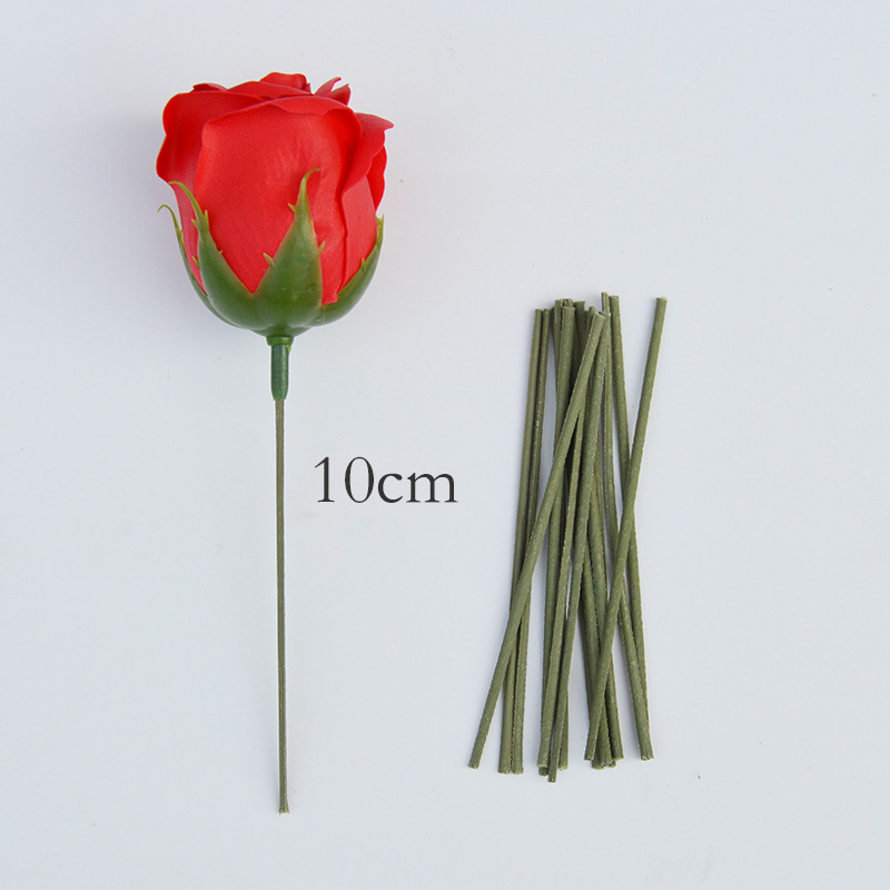 25/20/30/40cm Flower Stub Stems Paper/Green Floral Tape Iron Wire
