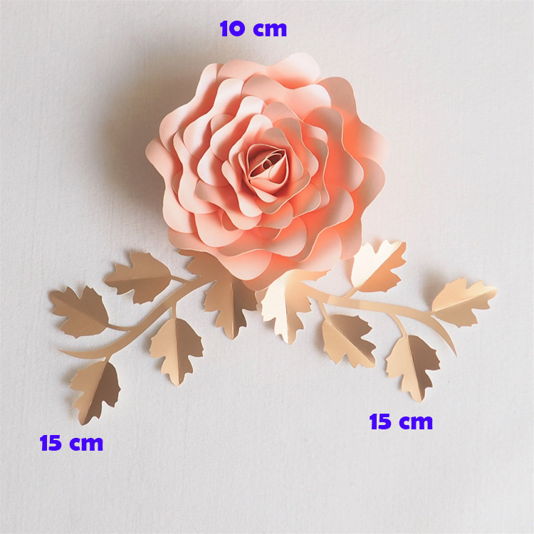 3 Paper Flowers Rosé Diy 10cm