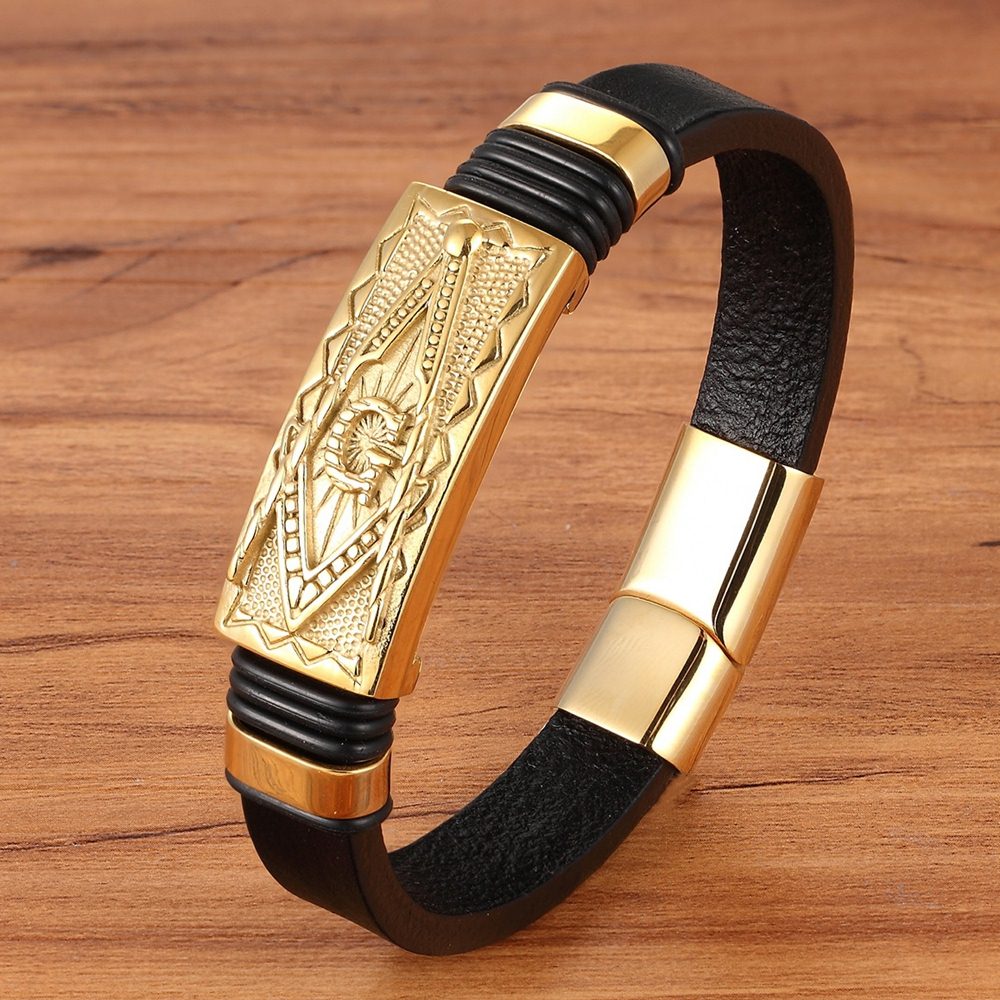 Genuine Leather Bracelet Gold Colour Easy Hook /Geometric/Scorpion... | eBay