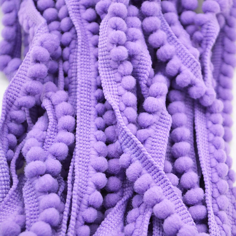 Mini Pearl Pom Pom Trim Purple