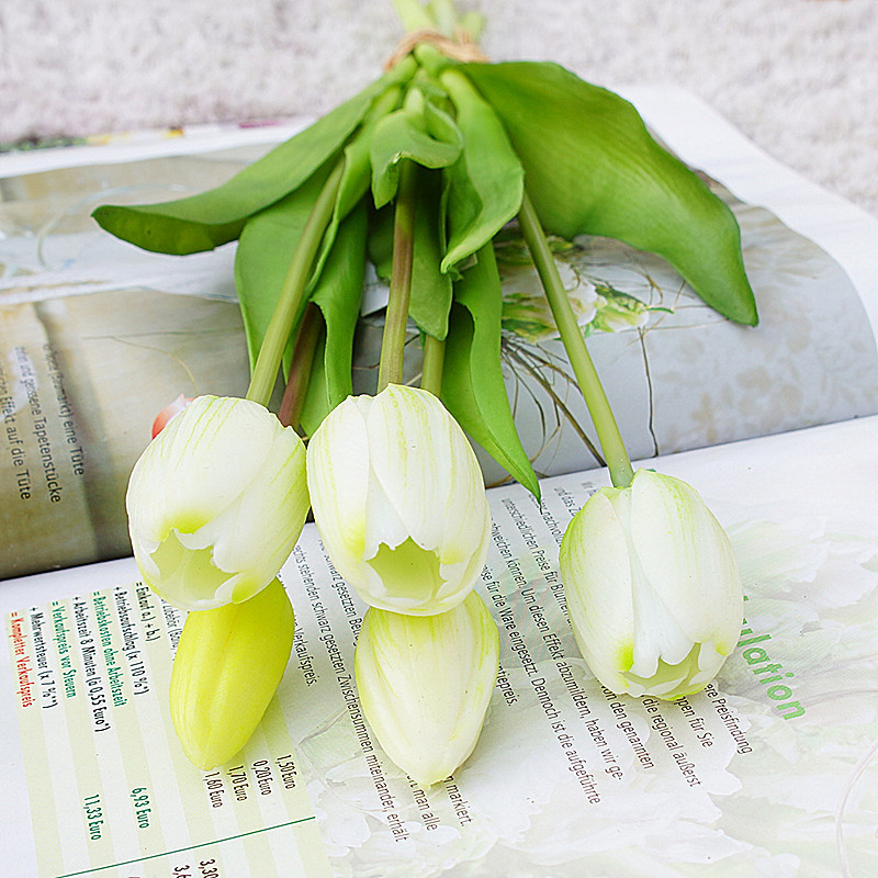 5Pcs bunch Real touch soft silicone Artificial tulips Flower for home