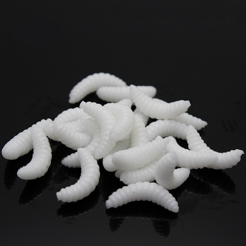 100Pcs Fishing Lures Artificial Worm Grub Bait Soft Grub Worm Maggot NEW B7A8 