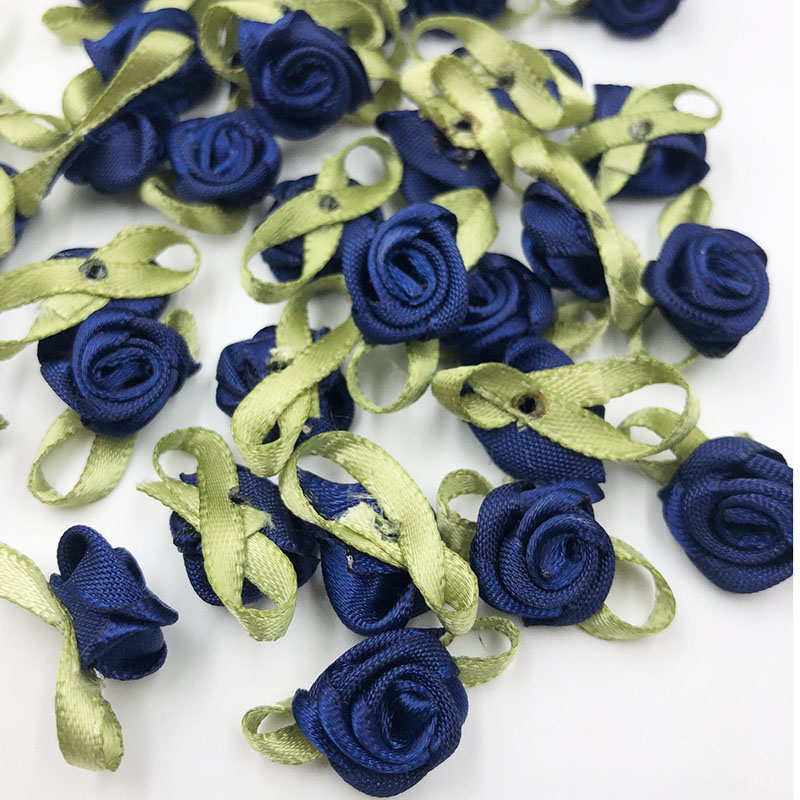 100pcs Satin Ribbon Flowers Bows Rose Sewing