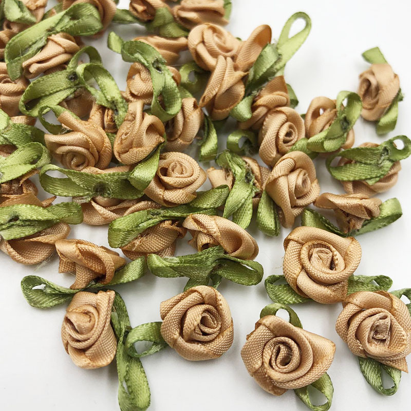 100pcs Satin Ribbon Flowers Bows Rose Sewing