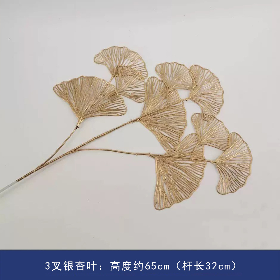 Gold Artificial Flowers Ginkgo Orchid DIY New Year Home Wedding Christmas  Decor Eucalyptus Leaf Fake Plant Flower Arrangement