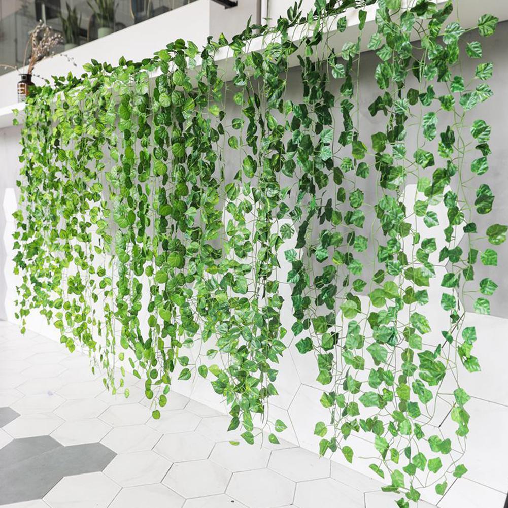 HEVIRGO Artificial Plant Simulated Wide Application Plastic Decorative Ivy  Green Fake Vine Decor for Home Beige Plastic